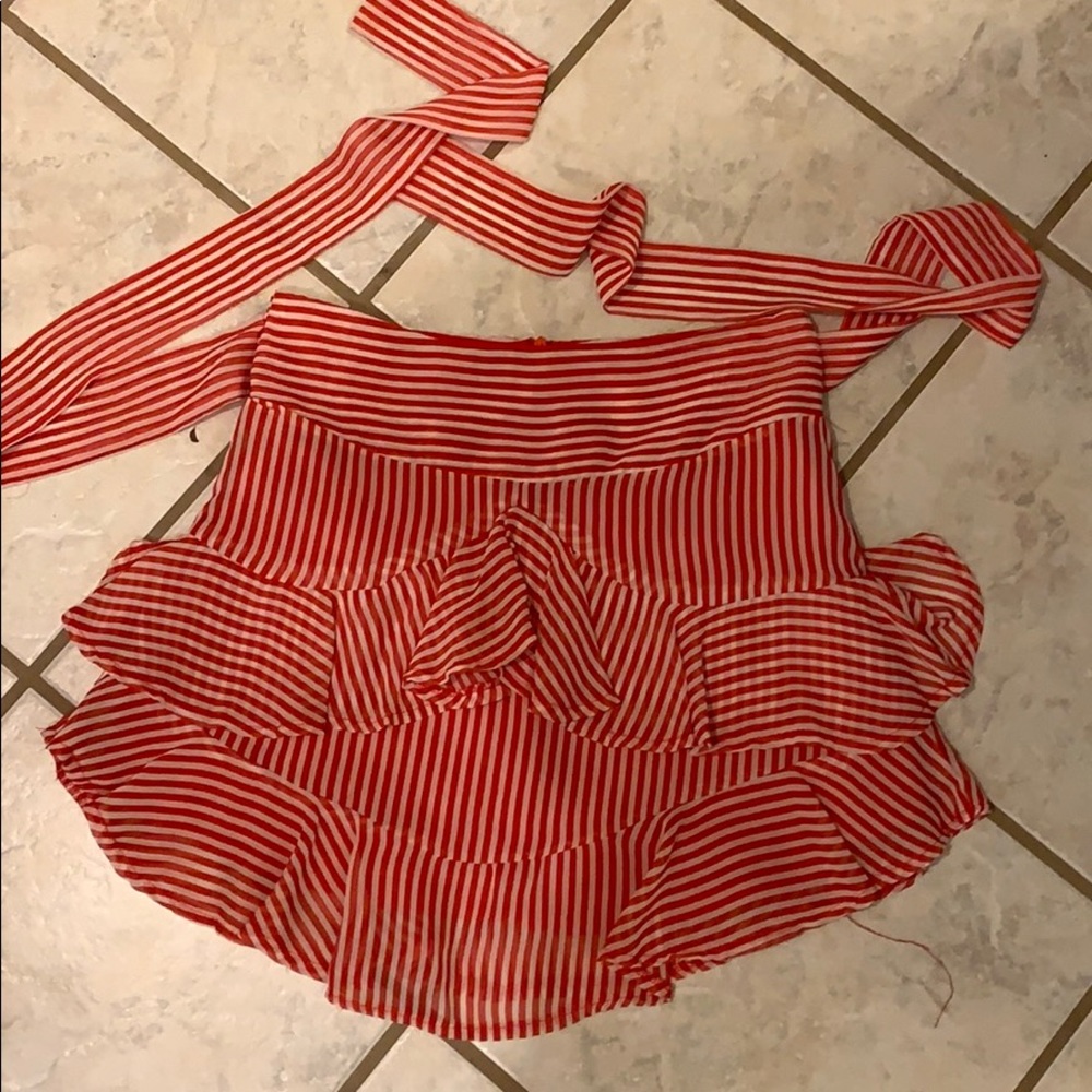 Red/White Stripe Mini Skirt